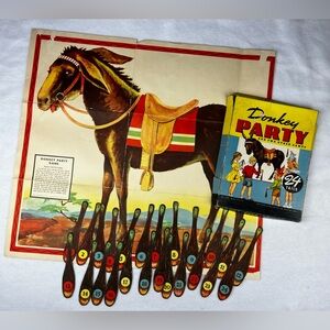 Vintage 40s 50s Pin The Tail On The  DONKEY PARTY Game Whitman Publishing Racine